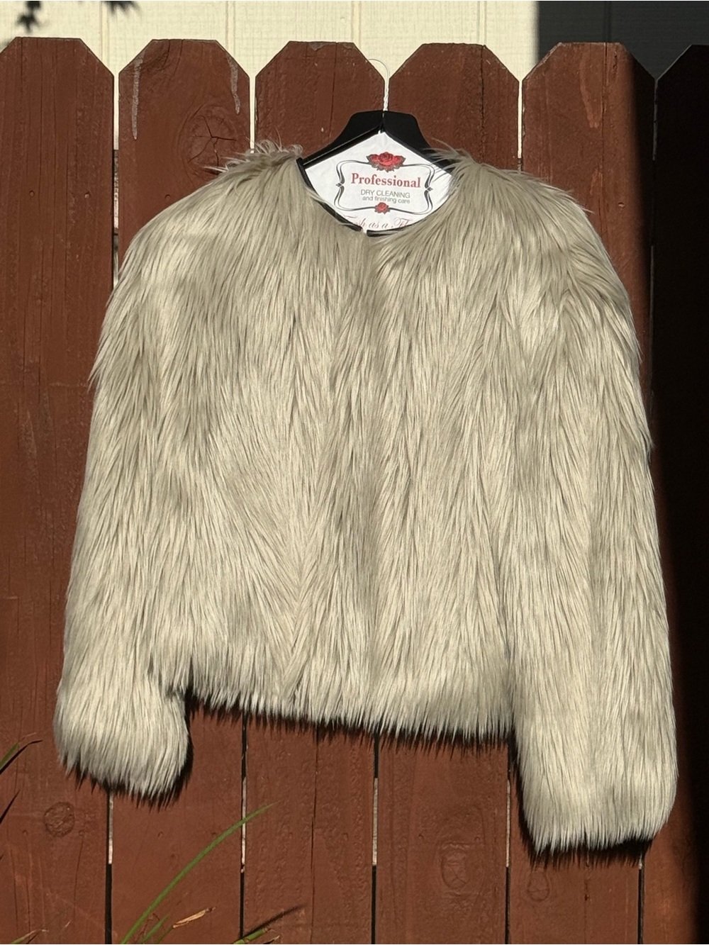 St. John Plush Faux Fur Jacket in Light Cream